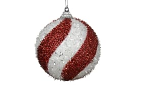 Weihnachtskugel Decoris, weiß/rot, 8 cm