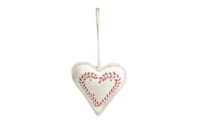 Deko-Herz, beige/rot, 13 cm