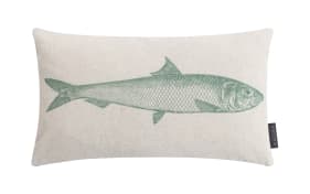 Kissenhülle Fisch, grau/grün, 50 x 30 cm