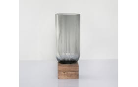 Glasvase/Windlicht, grau/braun, 12 x 31 cm