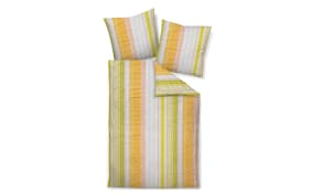 Mako-Soft-Seersucker Bettwäsche Tango, orange/grün, 155 x 220 cm