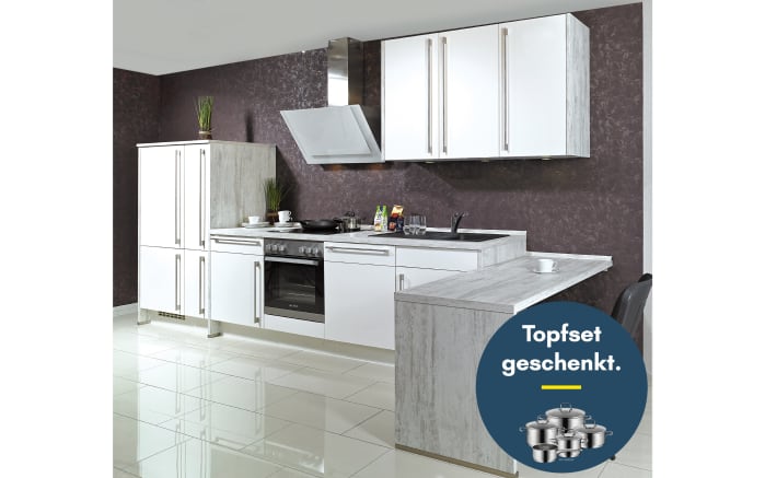 Einbauküche Focus, Lack weiß Ultra-Hochglanz, inkl. Elektrogeräte-01