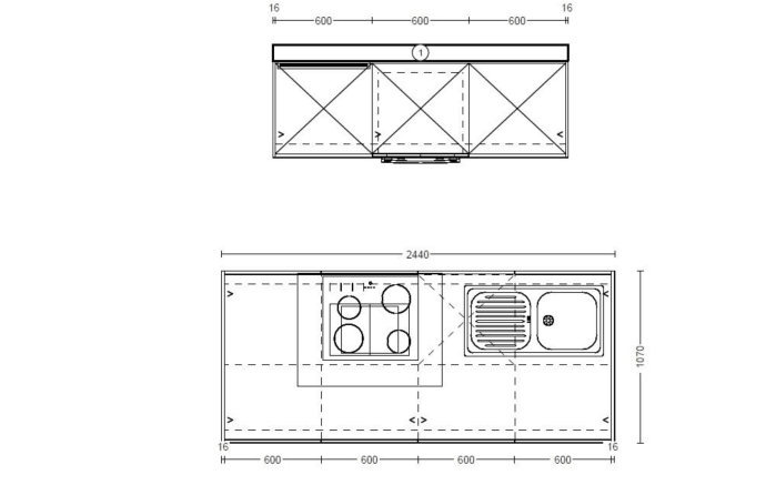 Einbauküche Riva, weißbeton Nachbildung-07