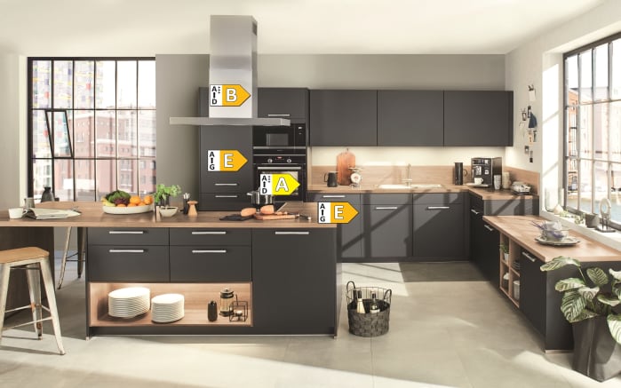Einbauküche Torna, schwarz supermatt, inkl. Bosch Elektrogeräte-06