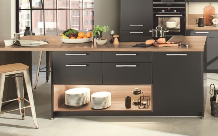 Einbauküche Torna, schwarz supermatt, inkl. Bosch Elektrogeräte-03
