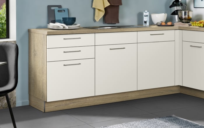 Einbauküche Wida, magnolia/Bergeiche Nachbildung, inkl. Elektrogeräte-03
