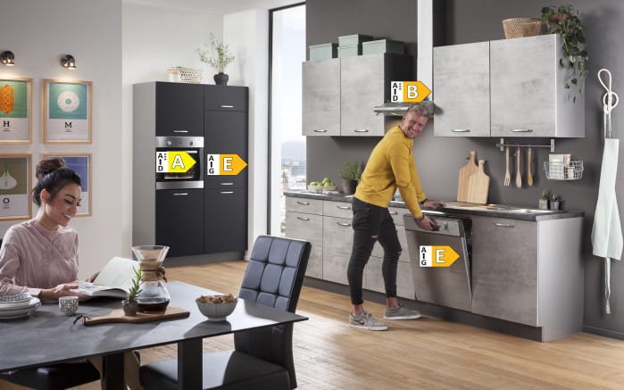 Einbauküche Bailo/Wida, Beton hell Nachbildung, inkl. Elektrogeräte-03