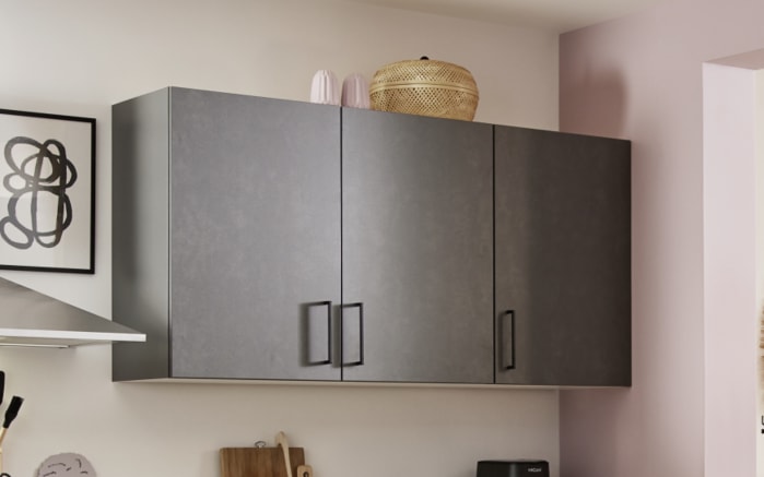 Einbauküche Bailo, Beton steinweiß, inkl. Elektrogeräte-02