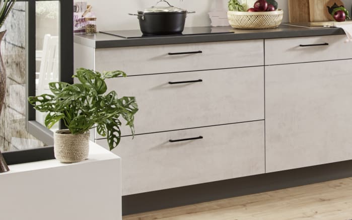 Einbauküche Bailo, Beton steinweiß, inkl. Elektrogeräte-03