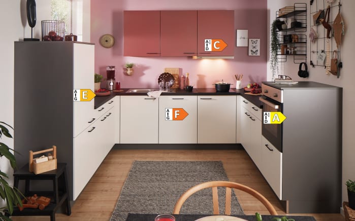 Einbauküche Wida, weiß/kaminrot, inkl. Siemens Elektrogeräte-03