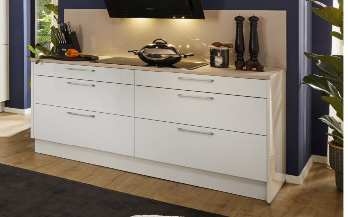 Einbauküche Perfect brillant, weiß/kaschmir farbend, inkl. Siemens Elektrogeräte-03