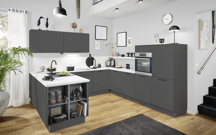 Einbauküche Top Soft, graphit, inkl. Bosch Elektrogeräte-01