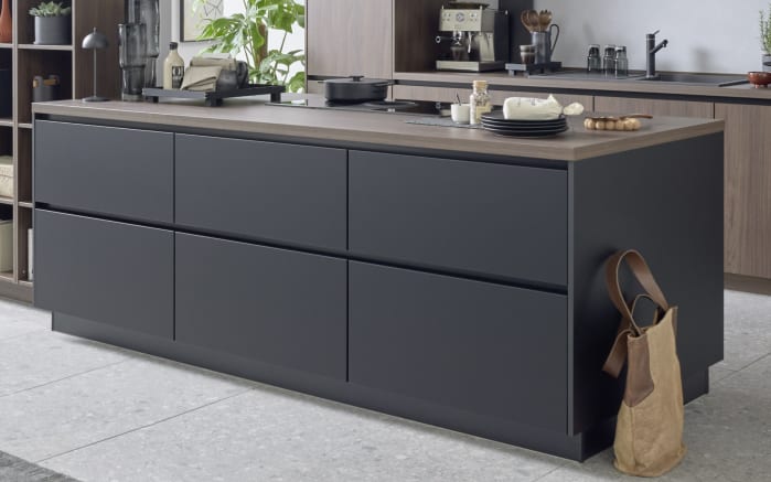 Einbauküche Stadum/Torna, schwarz/Nussbaum Nachbildung, inkl. Bosch Elektrogeräte-03