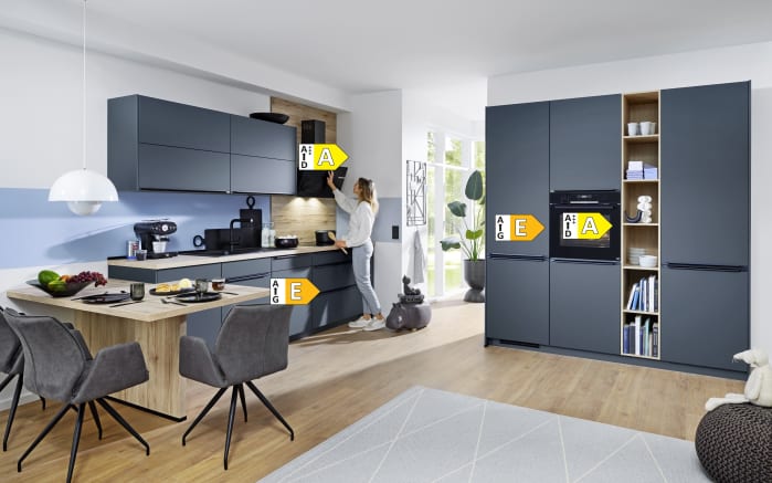 Einbauküche Esilia, fjordblau, inkl. Siemens Elektrogeräte-05