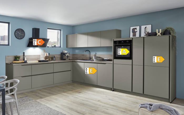 Einbauküche Esilia, taupegrau, inkl. Siemens Elektrogeräte-05