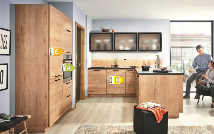 Einbauküche Stadum, Eiche Sierra Nachbildung, inkl. Miele Elektrogeräte-04
