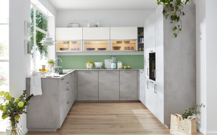 Einbauküche Rosian, Beton grau Nachbildung, inkl. Miele Elektrogeräte-02