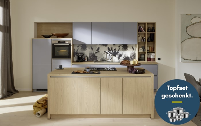 Einbauküche Sunta/Stadum, Eiche Como Nachbildung/sky, inkl. Siemens Elektrogeräte-01