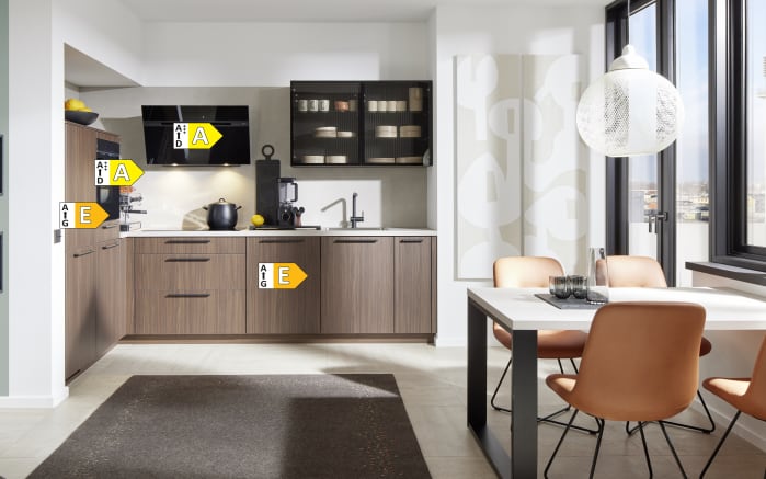 Einbauküche Stadum, Nussbaum Milano Nachbildung, inkl. AEG Elektrogeräte-05