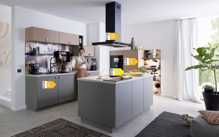 Einbauküche Esilia/Sunta, taubengrau, inkl. Siemens Elektrogeräte-03