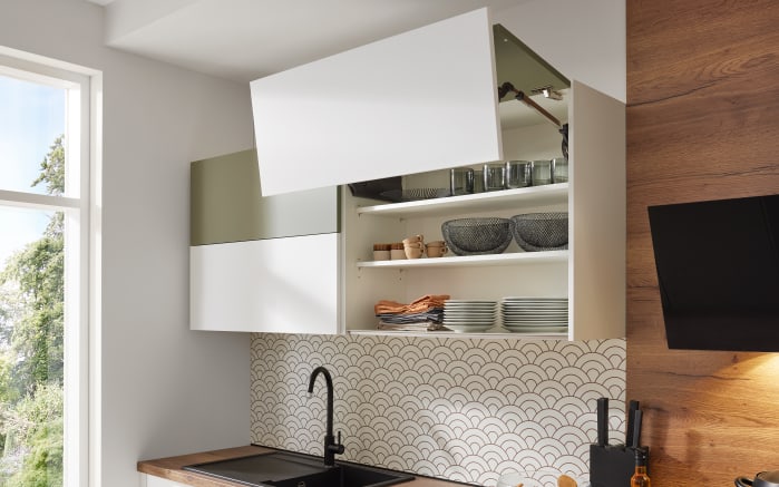 Einbauküche Sunta, weiß/olive, inkl. AEG Elektrogeräte-03