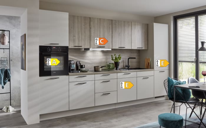 Einbauküche Lenzen/Rosian, Eiche Bergamo Nachbildung/seidengrau, inkl. AEG Elektrogeräte-04