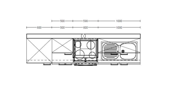 Einbaukueche IP 1200, Beton Nachbildung, inkl. Privileg Elektrogeräte-05