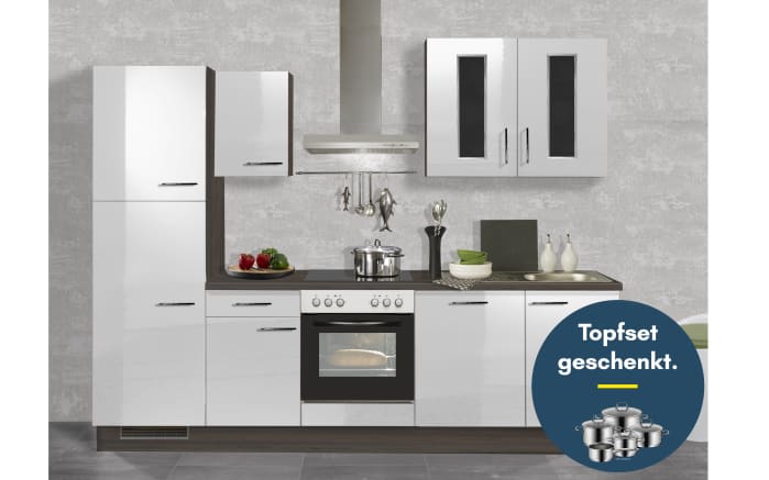 Einbauküche IP 4050, Hochglanz weiß, inkl. Elektrogeräte-01