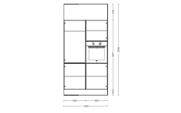 Einbauküche IP 1200, schwarz, inkl. Elektrogeräte-05