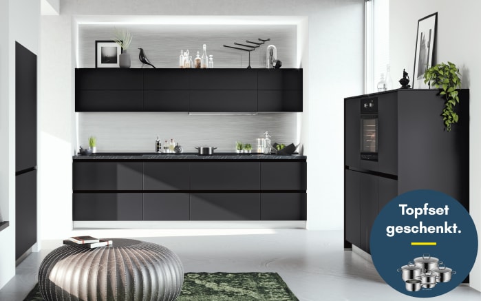 Einbauküche IP 1200, schwarz, inkl. Privileg Elektrogeräte-01