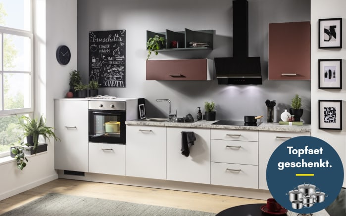 Einbauküche IP 1200, space grey/burgundrot, inkl. Elektrogeräte-01