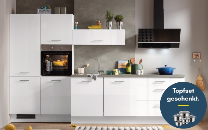 Einbauküche IP 4050, weiß Hochglanz, inkl. Elektrogeräte-01