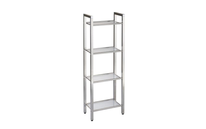 Badregal Linda, Edelstahl poliert mit Glasböden in weiß, 87 cm-01