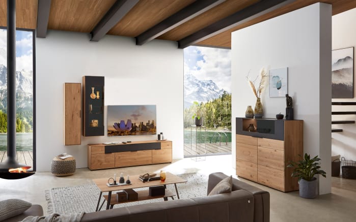 Wohnwand WM 2140, Wildeiche soft gebürstet massiv-02
