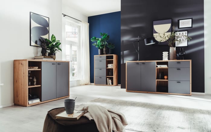 Sideboard Lizzano, grau/Balkeneiche-Nachbildung-07