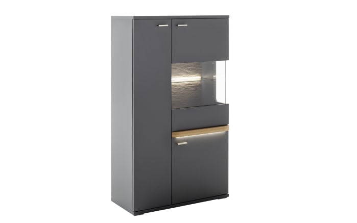 Highboard Marsalla, Balkeneiche massiv geölt, Royal grey, inkl. Front LED-Beleuchtung-01