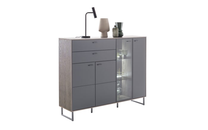 Highboard Venezia, schwarz/Eiche-Nachbildung -04