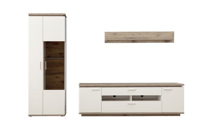 Wohnwand Palermo, weiß/Viking Oak Nachbildung, inkl. Oberboden-Beleuchtung-02