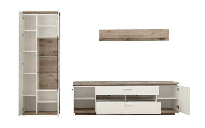 Wohnwand Palermo, weiß/Viking Oak Nachbildung, inkl. Oberboden-Beleuchtung-03