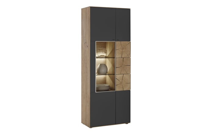 Standvitrine Caya, Kerneiche Umato/anthrazit-01
