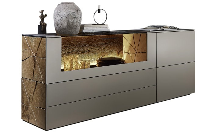 Sideboard Vara, Kerneiche Umato sägerau gebürstet, Titan -01