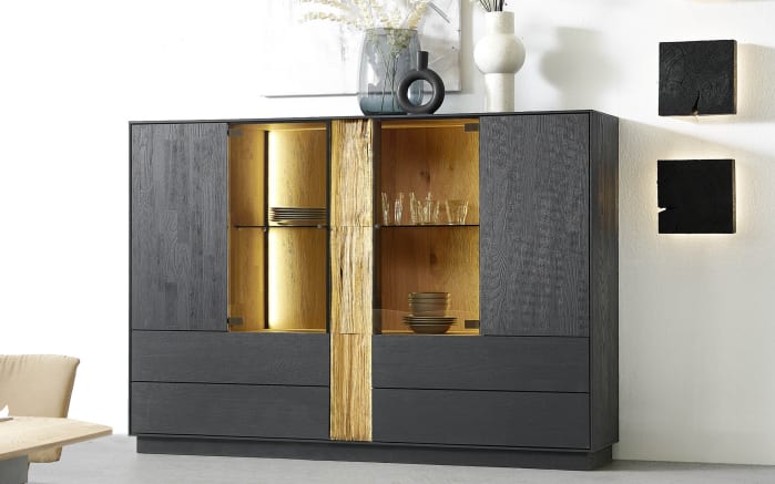 Highboard Kilva, Kernesche massiv anthrazit gebeizt-05