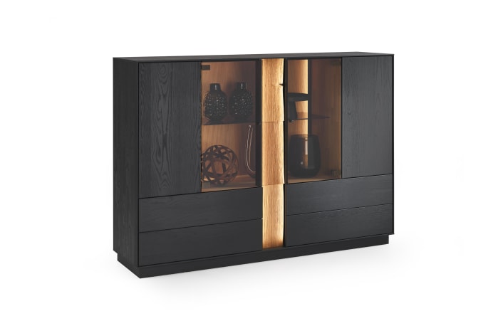 Highboard Kilva, Kernesche massiv anthrazit gebeizt-01