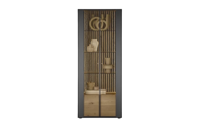 Standvitrine Selino, Birke massiv/anthrazit, 77 cm-02