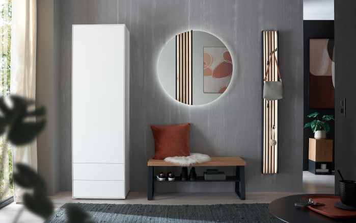 Wandgarderobe Salvo, Kerneiche/anthrazit, 190 cm, inkl. Beleuchtung-03