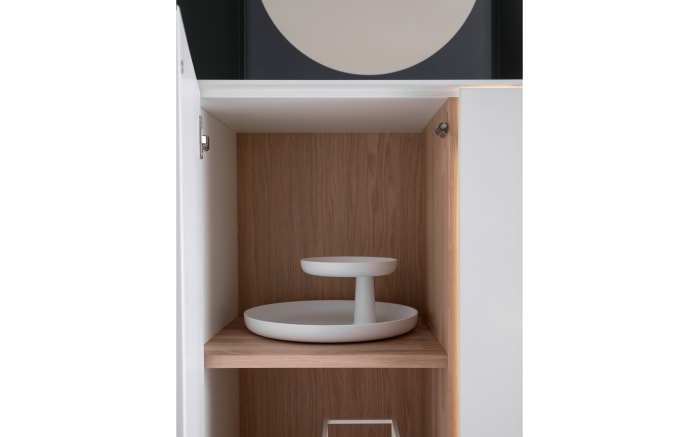 Highboard Yonna, weiß/Birke massiv, inkl. Push-to-Open Funktion -05