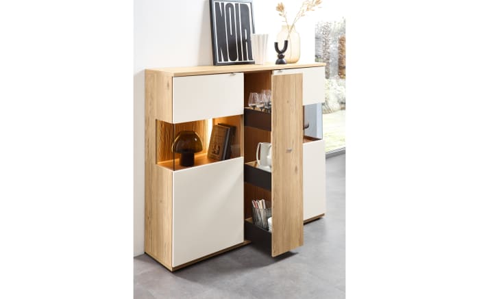 Highboard Bergen, Balkenbuche/weiß, inkl. Apothekerauszug-02