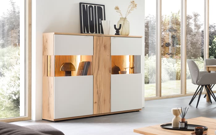 Highboard Bergen, Balkenbuche/weiß, inkl. Apothekerauszug-03