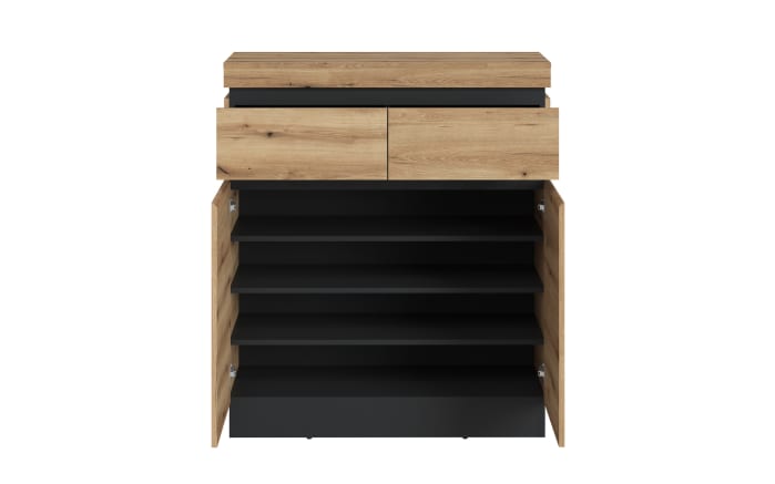 Schuhkommode Corte, Eiche-Nachbildung/grau, inkl. Push-to-Open Funktion-02