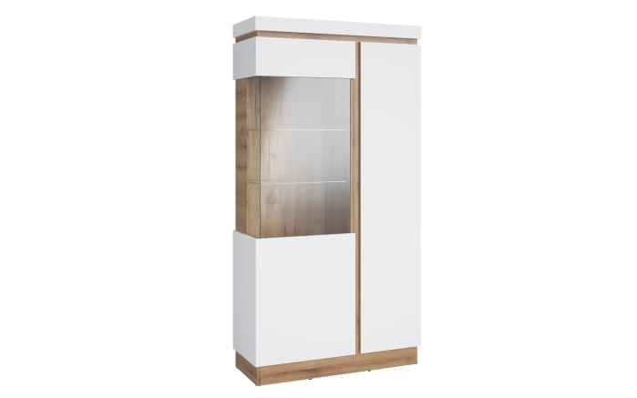 Vitrine Calabria, weiß/Eiche Nachbildung, 103,6 x 200,5 cm, inkl. Push-to-Open Funktion -01